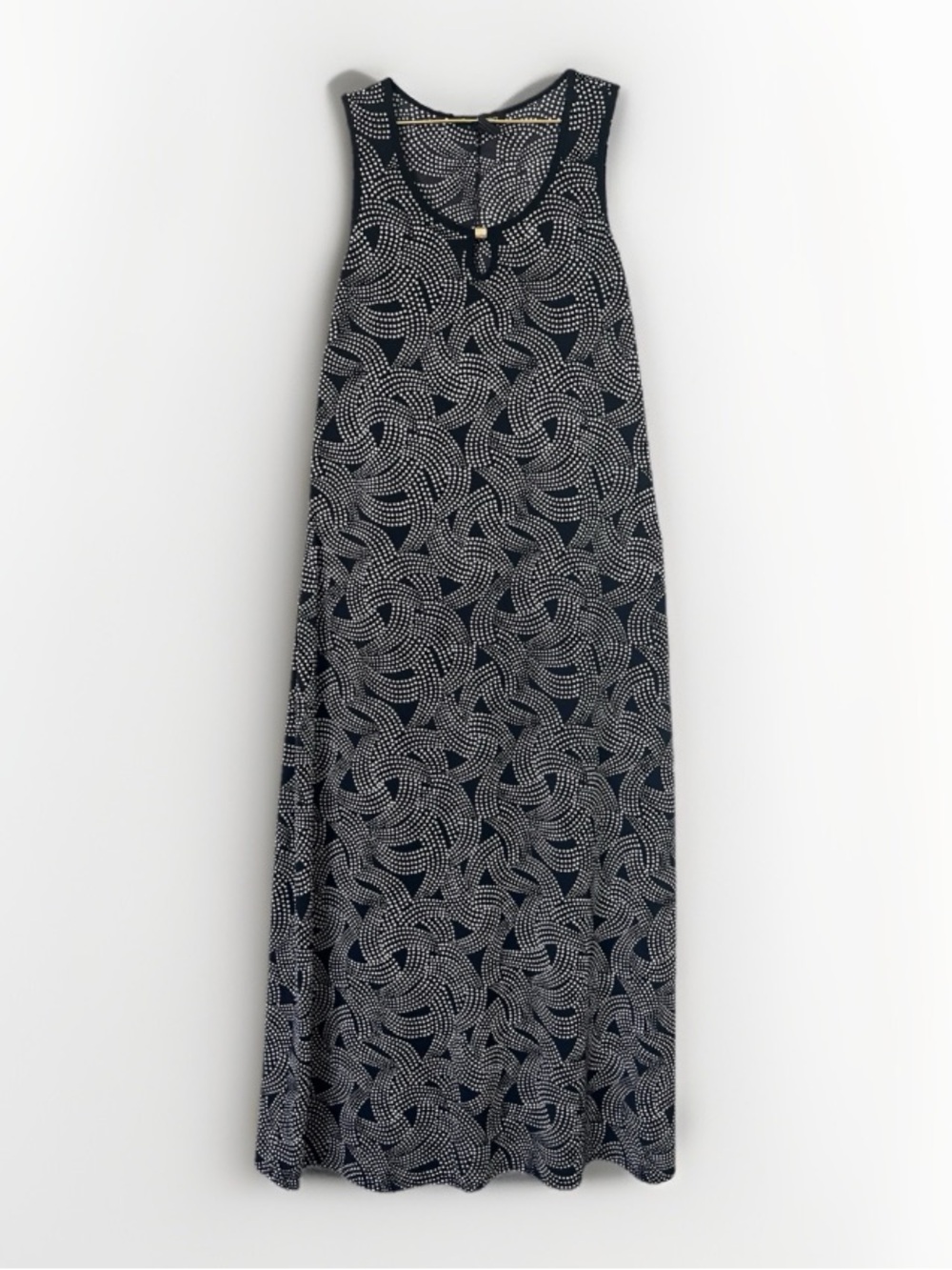 Susan Lawrence neutral casual Black and White Dot-Print Sleeveless maxi Dress SP